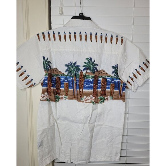 VTG Mens Hawaiian Aloha Shirt M Tiki button up Totem pole grandpa core beach - Picture 2 of 6